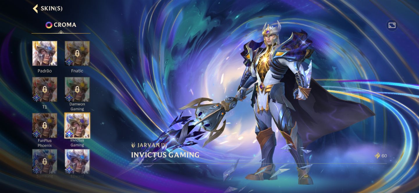 CONTA WILD RIFT -90 SKINS|4 PRESTÍGIO/PRIMOROSA|JARVAN IV MÍTICO | ELITE COLEÇÃO
