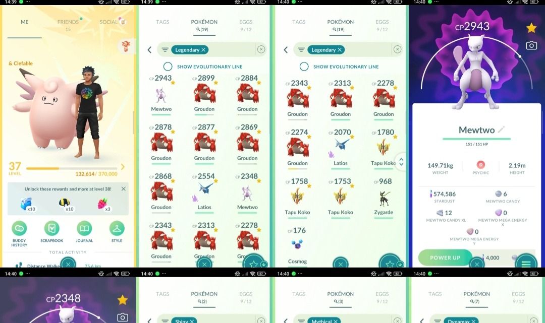 CONTA POKÉMON GO LV 37 | 2 Mewtwo | 19 LENDÁRIOS R001