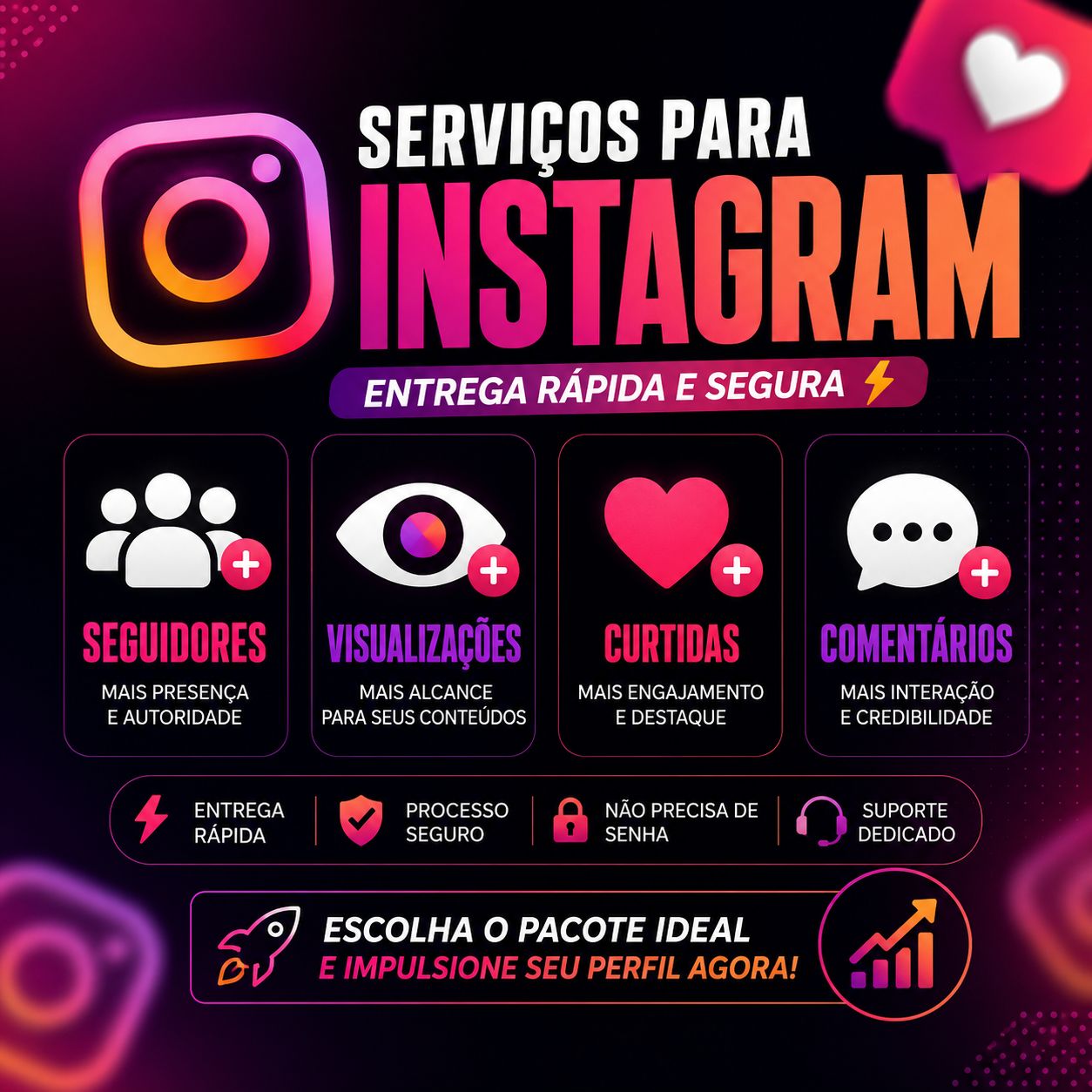 SEGUIDORES, CURTIDAS, VISUALIZAÇÕES E COMENTÁRIOS PARA INSTAGRAM | MAIS BARATO