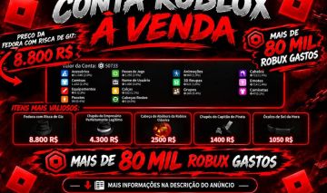 CONTA ROBLOX POSSUI LIMITEDS, ITENS INDISPONÍVEIS E +80K ROBUXS GASTOS.