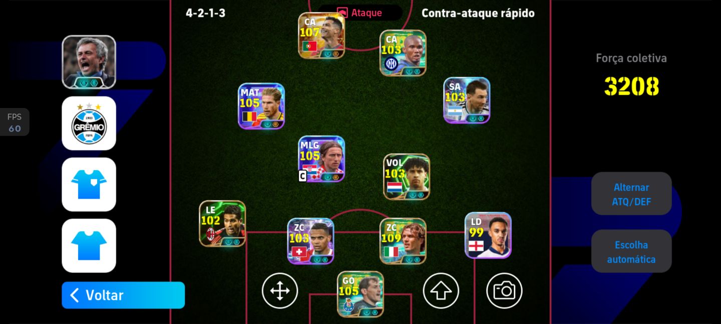 CONTA EFOOTB 3209 - CR7 107, NEY 105, MODRIC 105, MALDINI 109, MOURINHO