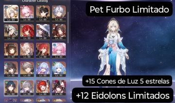 Conta c/ 34 personagens t5 + vários eidolons, Pet Exclusivo, +15 Cone de Luz e +