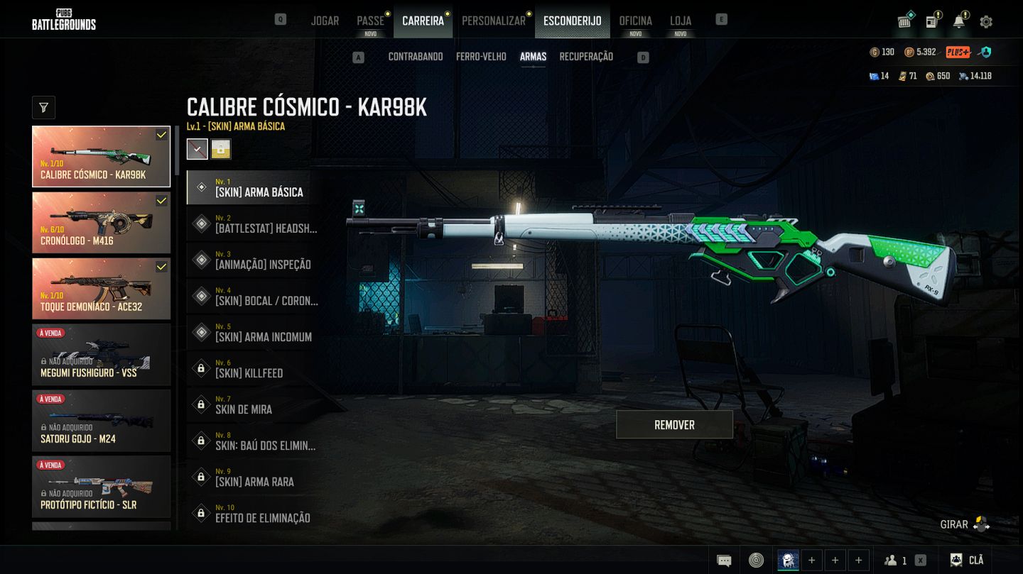 CONTA PUBG COM 3 SKIN DE PERSONAGEM + ARMAS PROGRESSIVAS