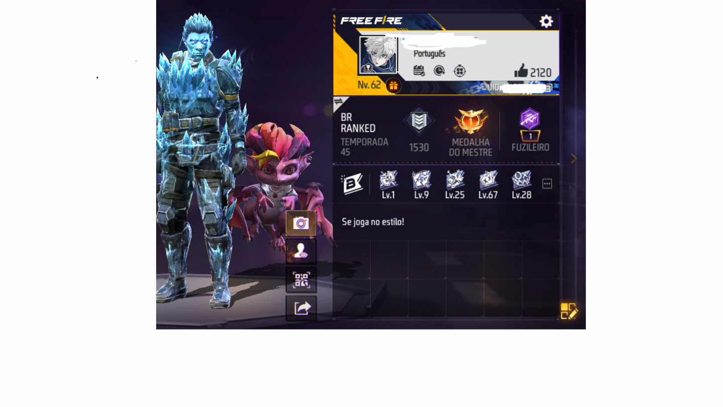 Conta free fire lvl 62 conta parada faz 3 anos