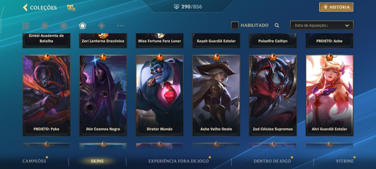 Conta Wild Rift Focada em ADCs 290 skins