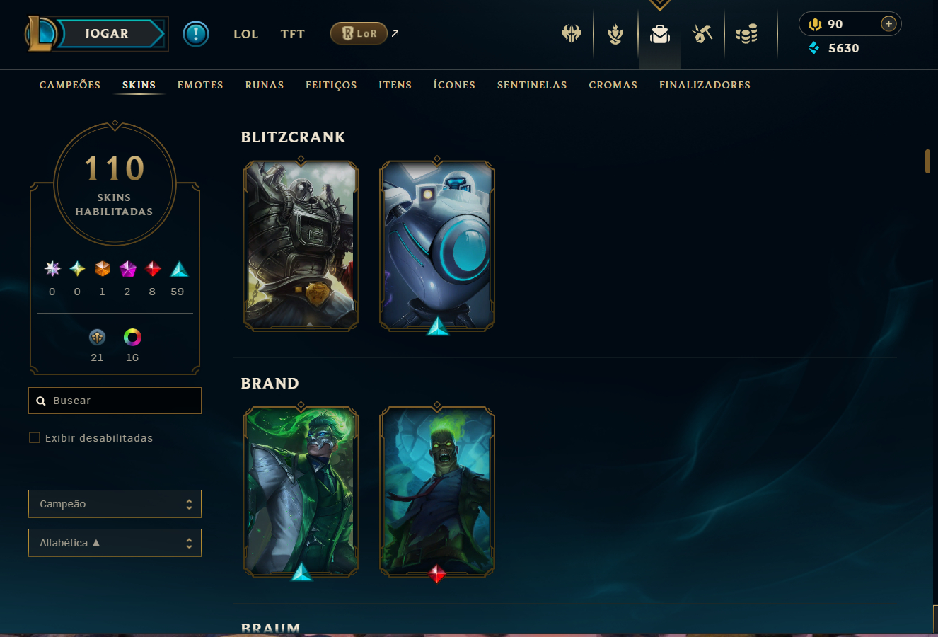 Conta recheada de skins otima conta para iniciar