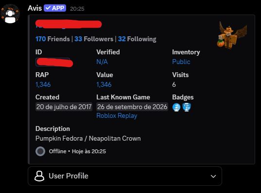 CONTA ROBLOX ANTIGA 2017 NEAPOLITAN + PUMPKIN FEDORA 180 OFFSALES [UNVERIFIED]