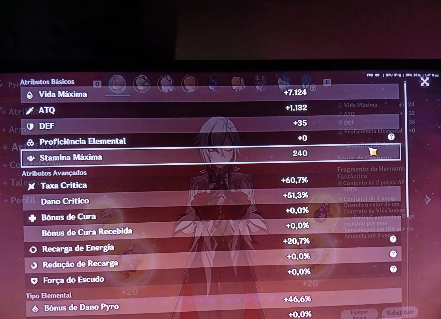 Conta Genshin impact Arlecchino C2 Lvl 90 e mais