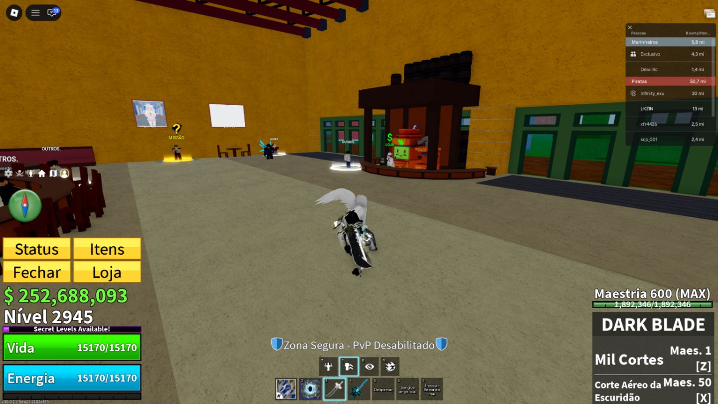 CONTA BLOX FRUITS COMPLETA LEVEL 2945 + DARK BLADE BRANCA + CREATION PERMANENT