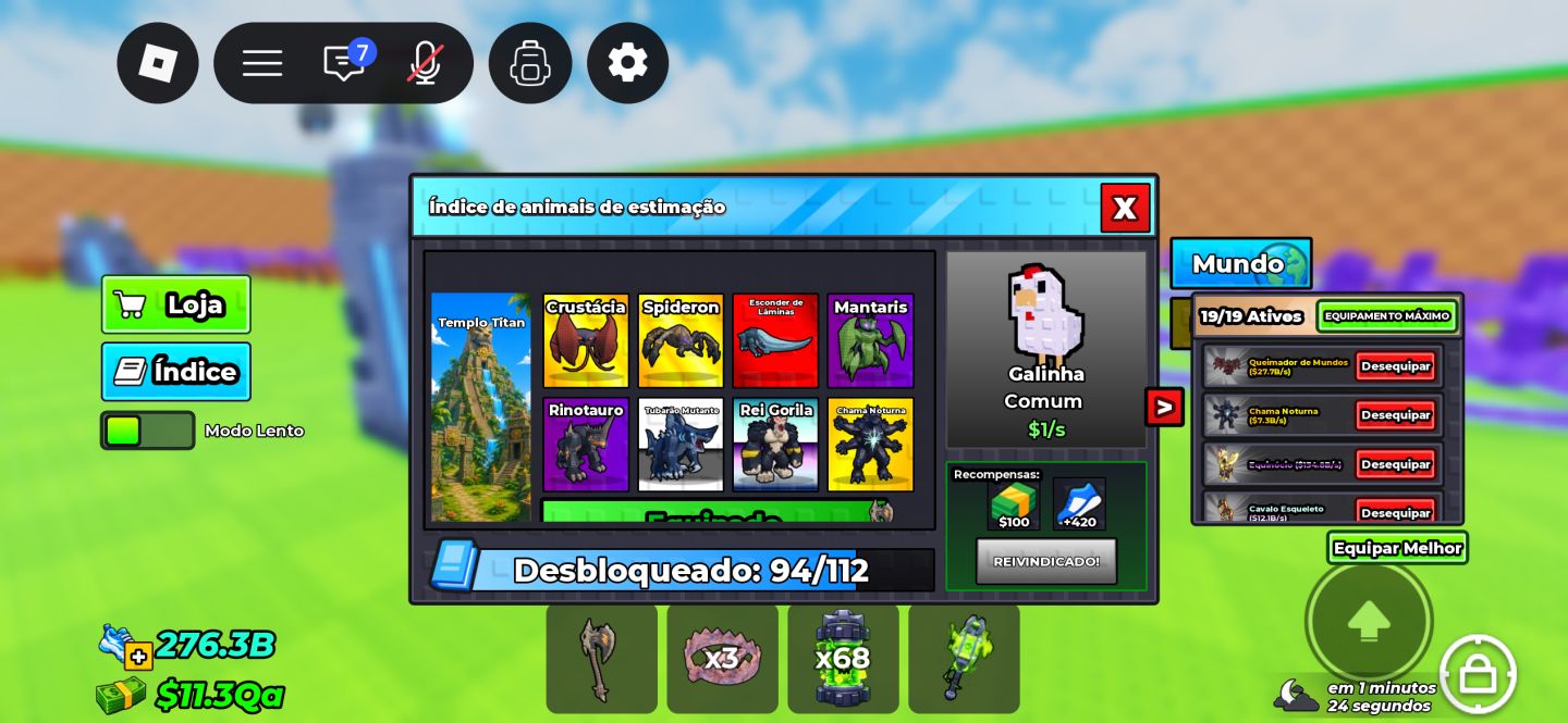 Conta roube um ovo money 352B/s speed 520B 901 robux