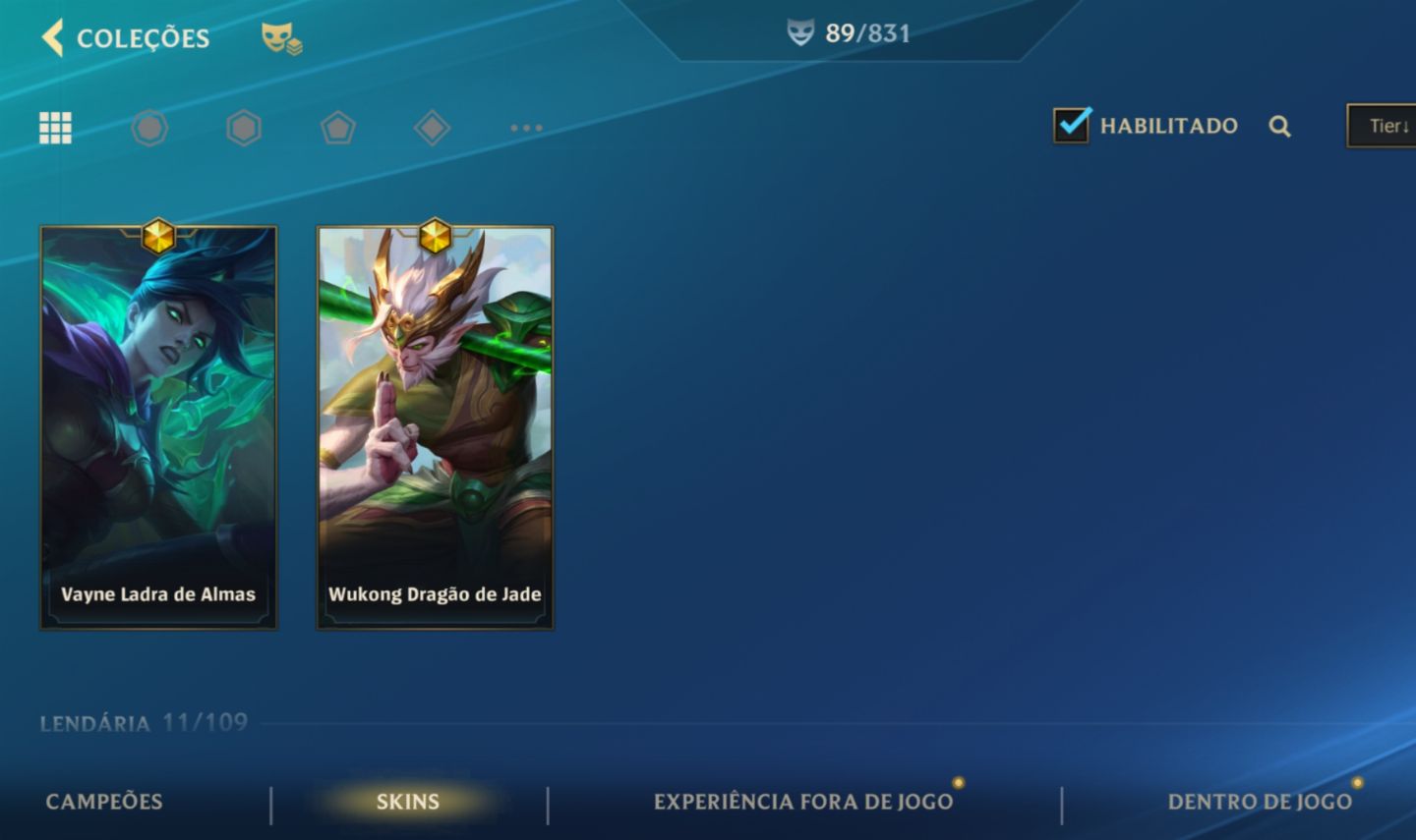Conta de lol wild rift 2 skins mística, e 11 lendária, quase todos os bonecos