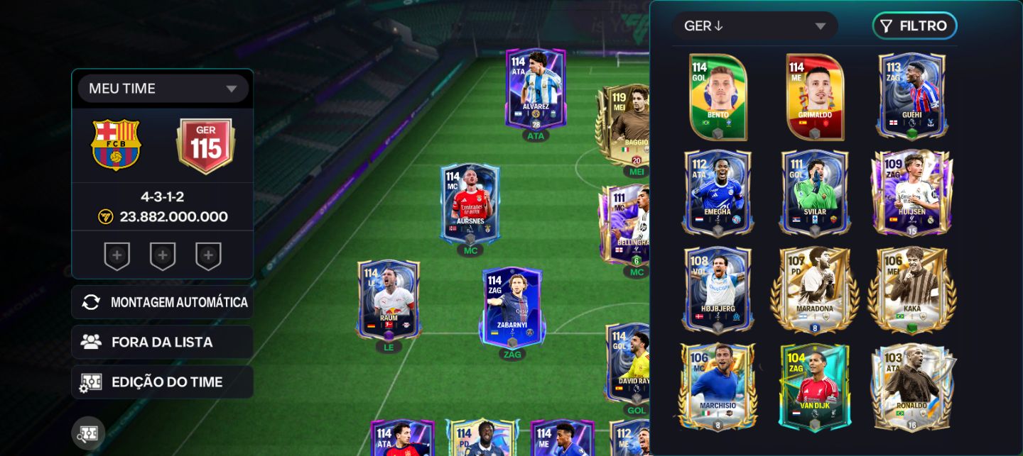 CONTA FC MOBILE GER 115 32K+ GEMAS com elenco forte pra começa