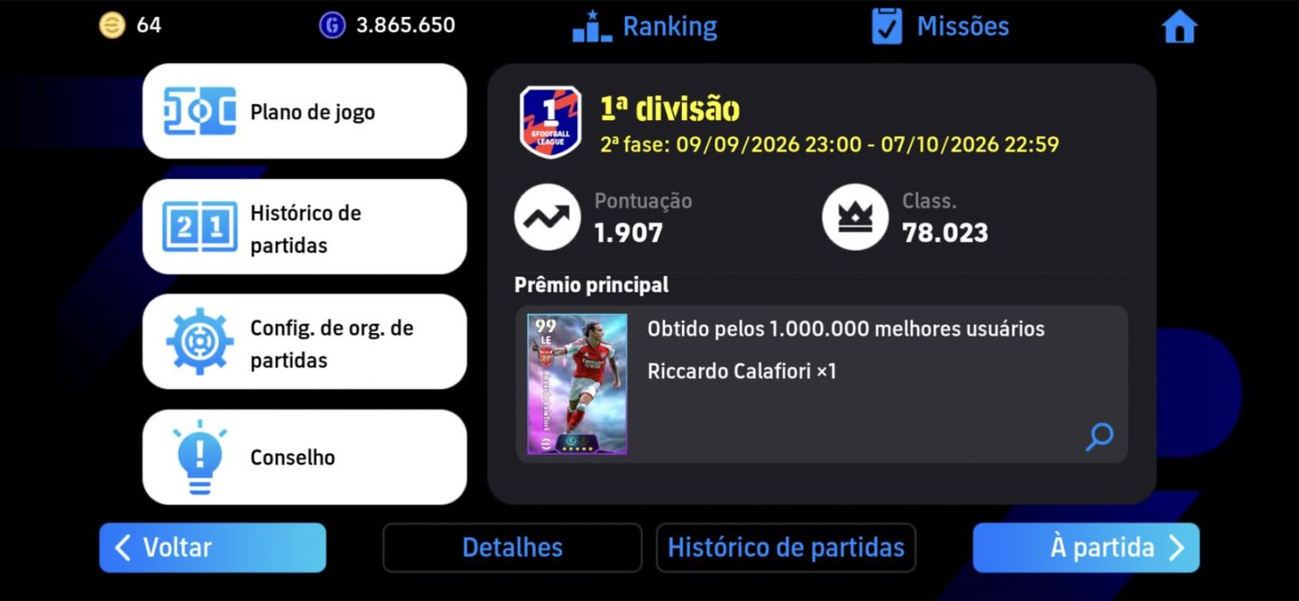Serviço de Evolução para a 1 Divisão