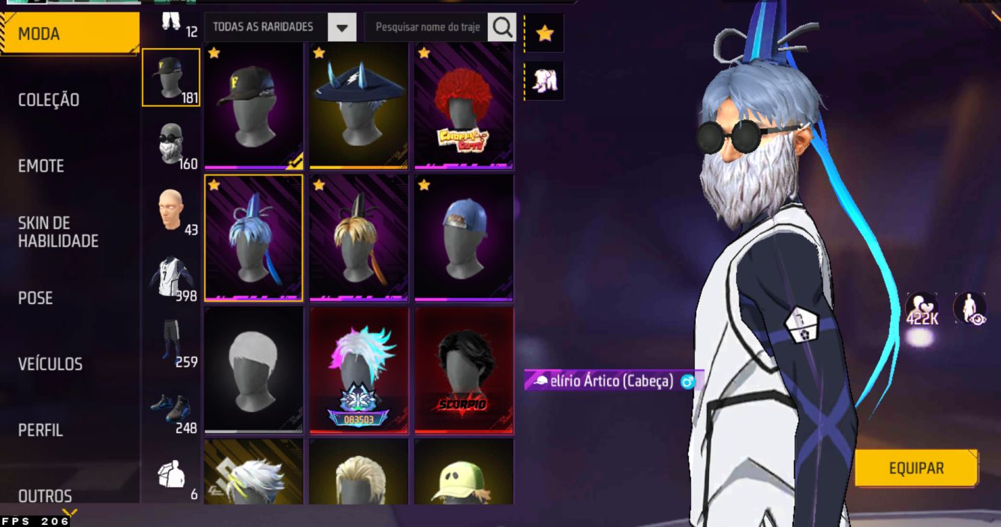 CONTA FREE FIRE PRIME 6 ITENS RAROS + EVOLUTIVAS