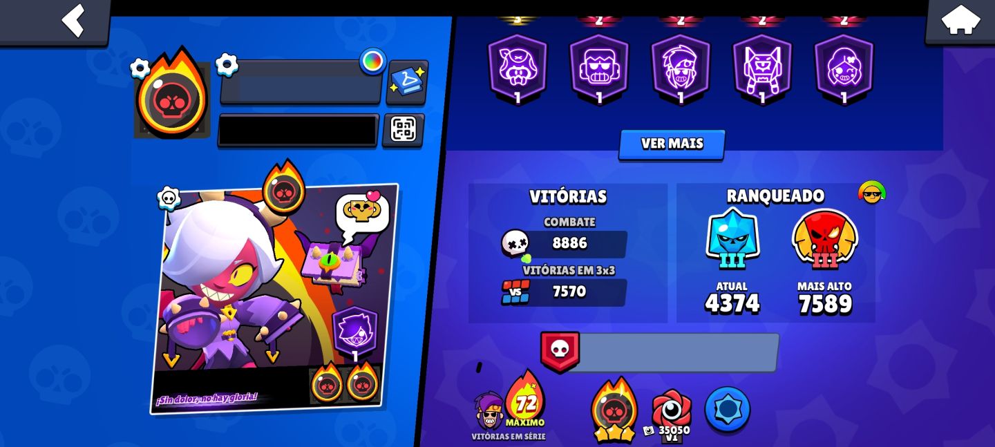 (RARA!)CONTA BRAWL STARS COM 88K, 480 SKINS, 6 ANOS E COSMÉTICOS EXCLUSIVOS