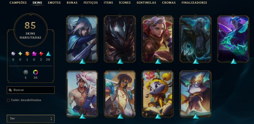 CONTA ESMERALDA 4 / MF EXOCÓSMICA / 4 SKINS DO YASUO / 42 SKINS / 10K EA