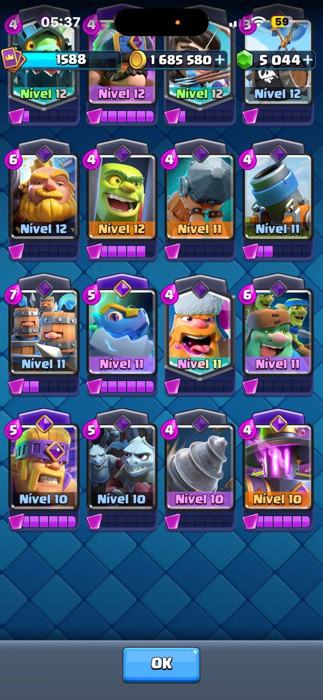 Conta clash royale 10,500 troféus 5k gemas e várias evoluções
