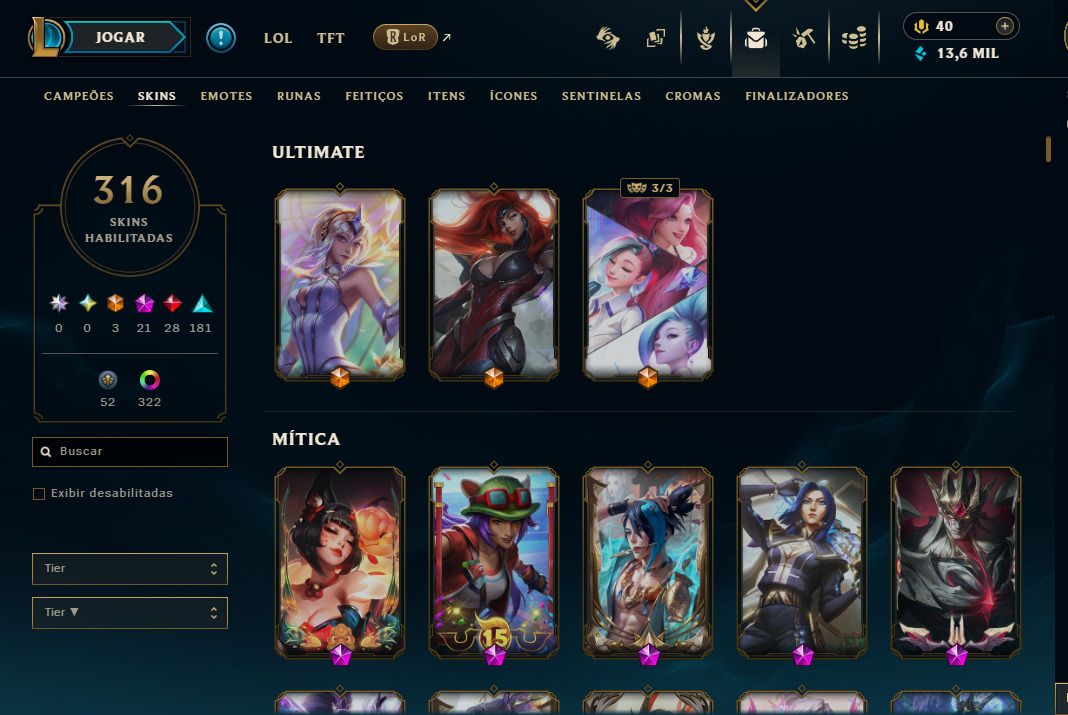 CONTA LEAGUE OF LEGENDS (NIVEL 590) SKIN AHRI TERMAS NOTURNAS E MUITO +