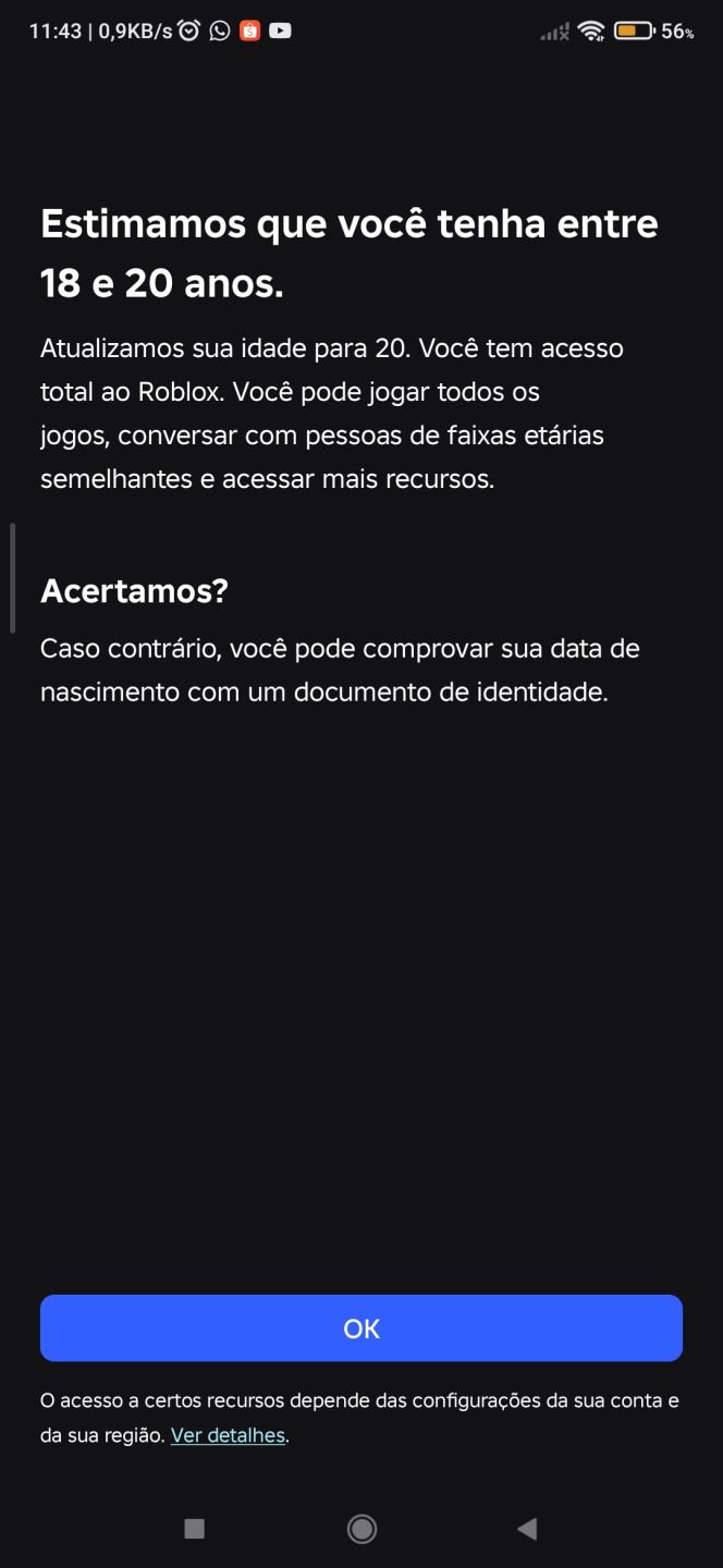 Contas Roblox 100% verificação com selfie e identidade