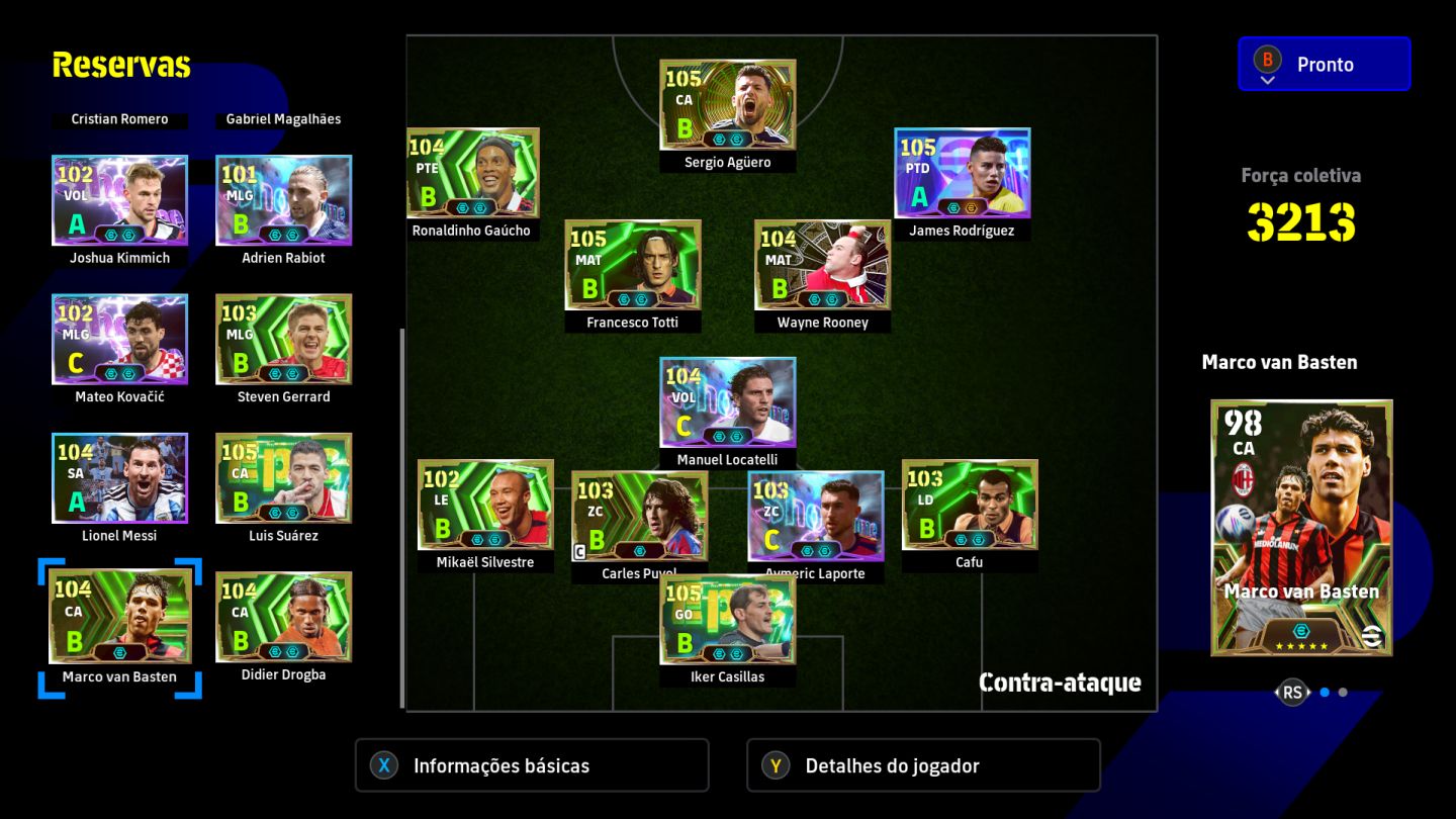 CONTA EFOOTBALL XBOX/PC FORÇA 3213 | RONALDINHO, AGÜERO, CASILLAS, ACESSO TOTAL