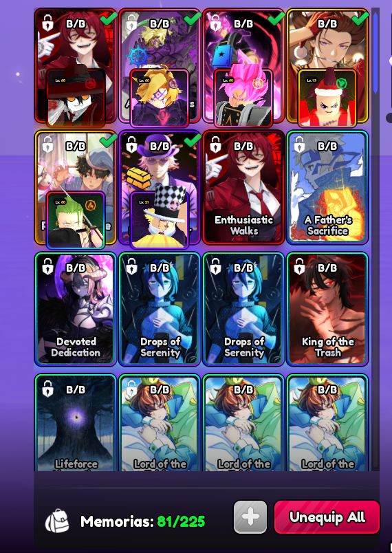 Conta Anime Vanguards 5 Monarcas + Memorias + Conta Extra Anime Expeditions