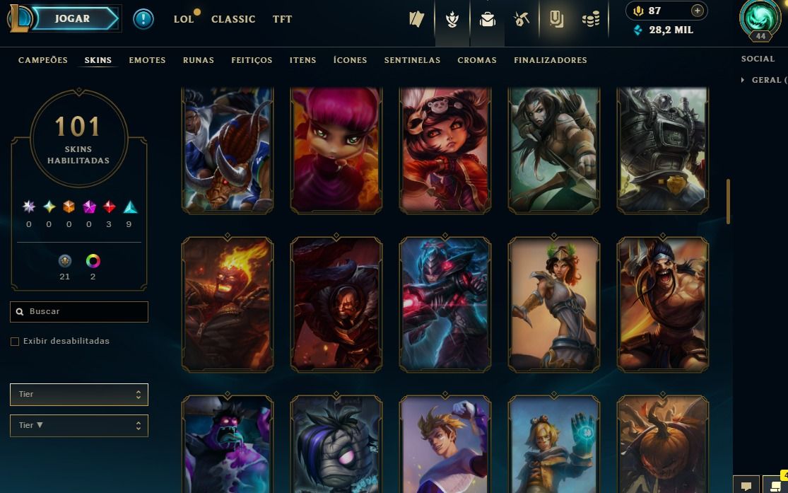 Full Acesso - 101 Skins - 150 Campeões - Level 44 - SEASON 2