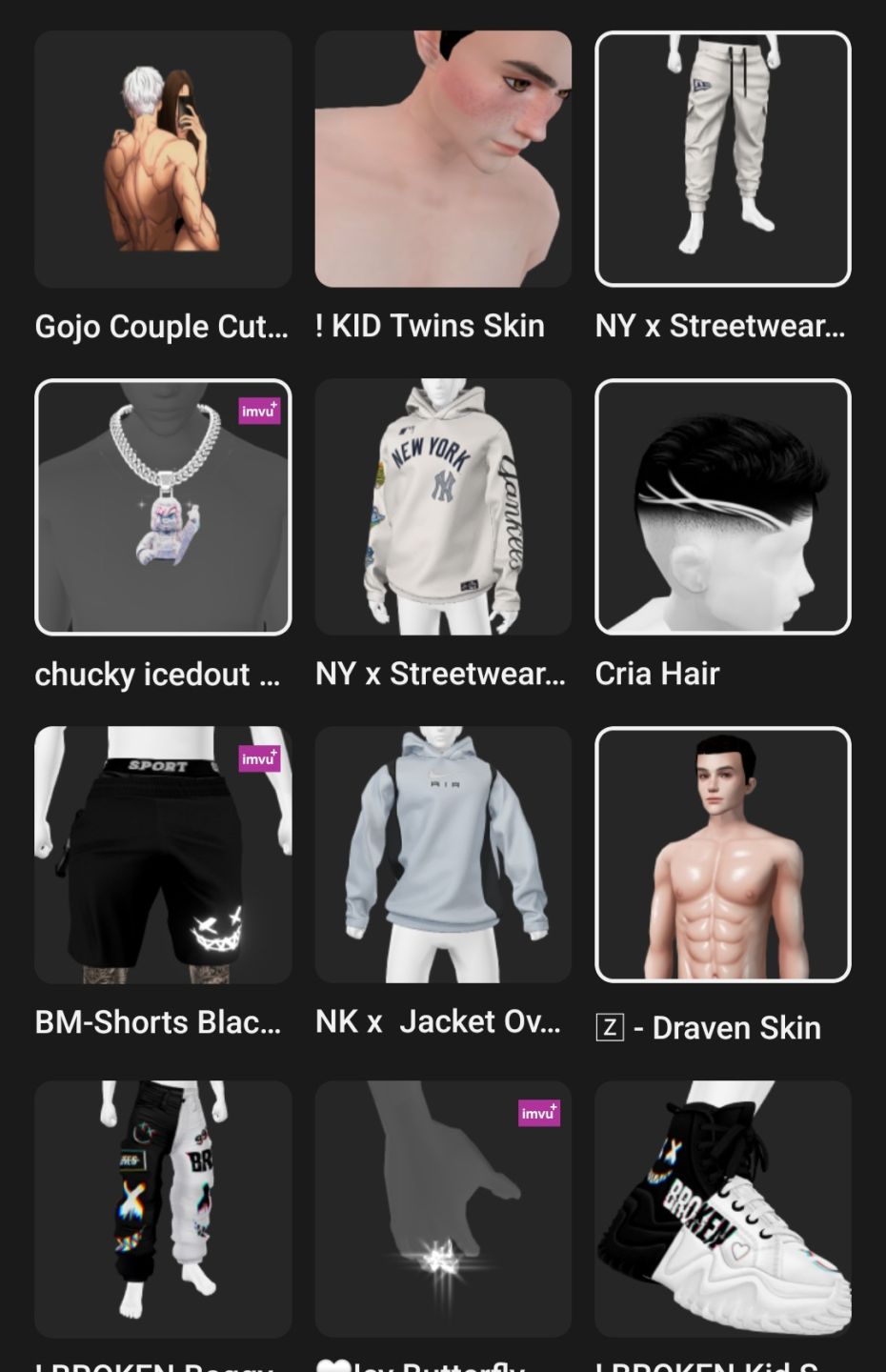 CONTA IMVU MASCULINA RICA COM MAIS DE 30 ACESSÓRIOS E VESTUÁRIO