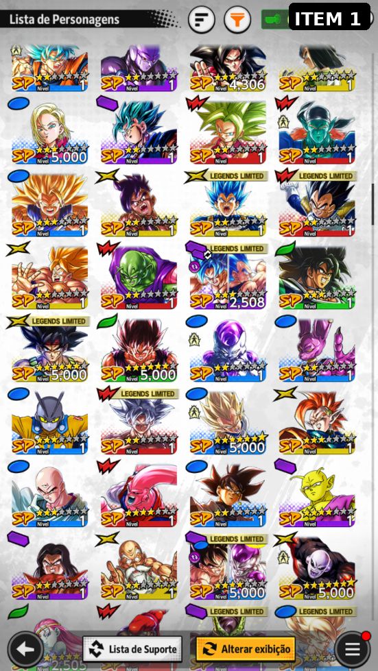 Contas Dragon Ball Legends com Ultras, LEGENDS, LFs... (Android E IOS)