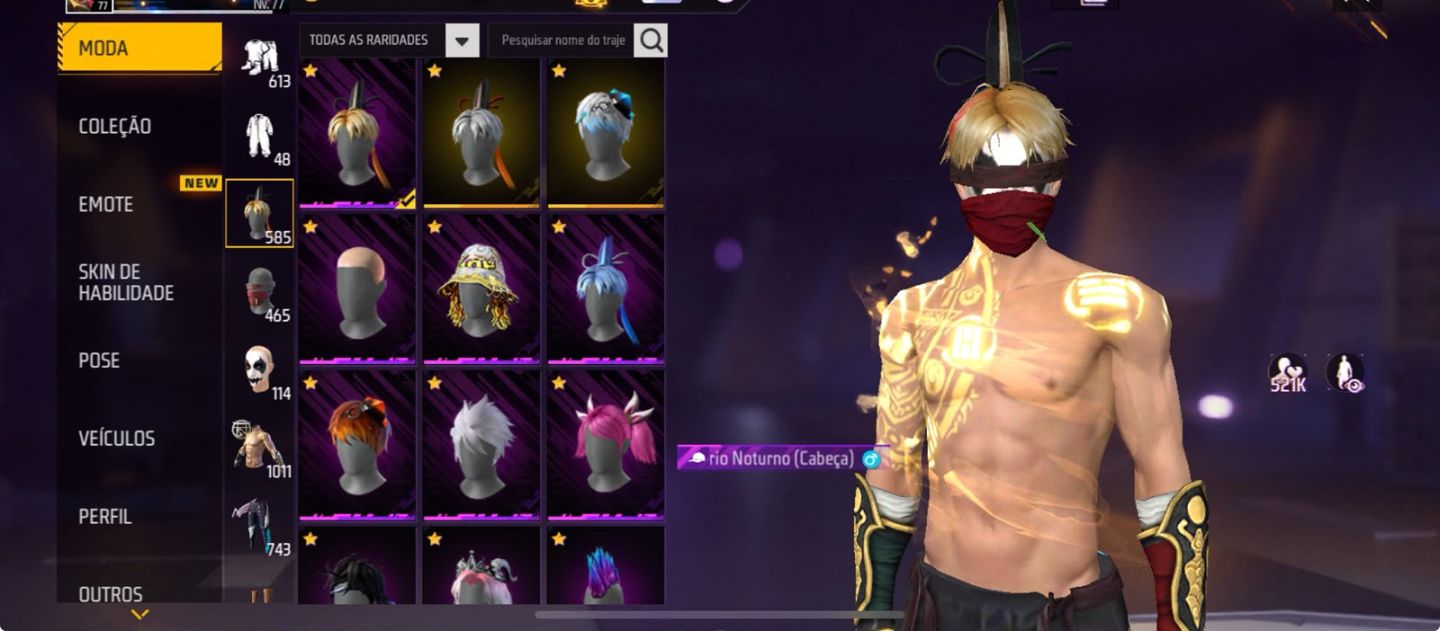 CONTA FREE FIRE FULL PARCERIA + 1K DE PEITAS + RAGNAROK+ PRIME 8 + PES DESCALÇO