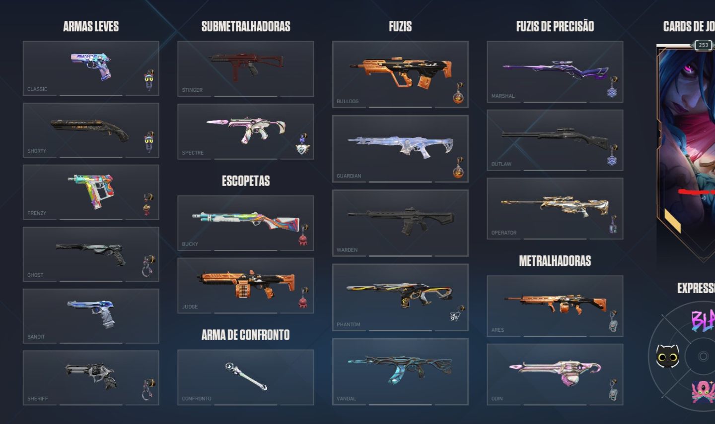 CONTA NIVEL 252 FULL ACESSO COM VARIAS SKINS