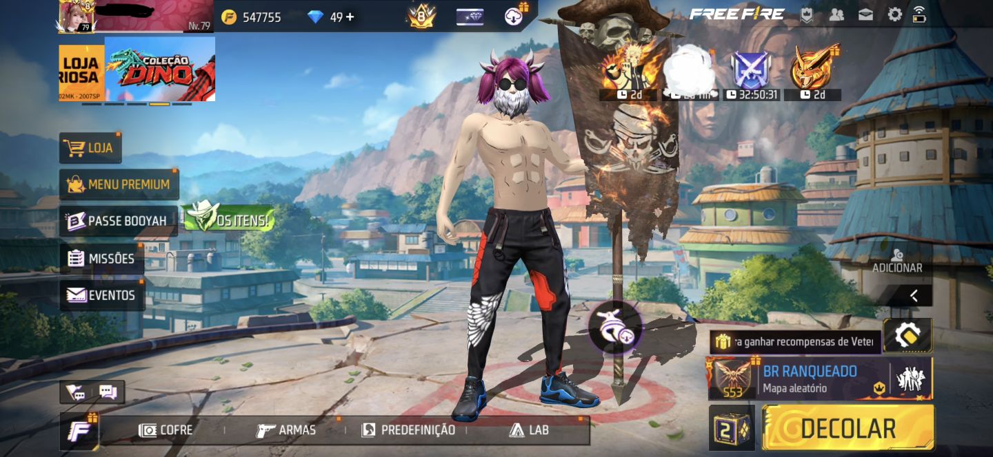 CONTA DE FREE FIRE GEMADA NÍVEL 79 COM ANGELICAL, MANDELA e SOMBRA ROXA