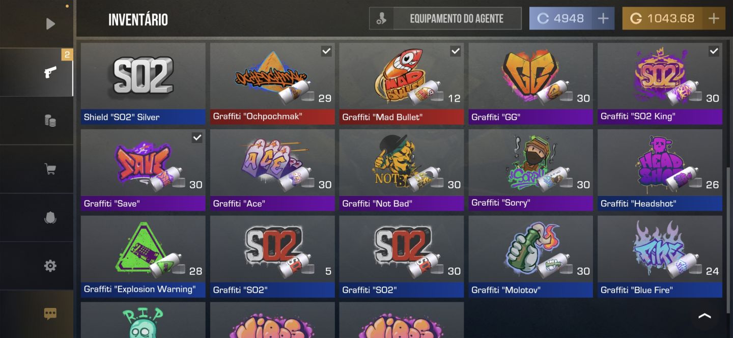 CONTA STADOFF 2 COM 46 NIVEL COM 1K DE GOLD E SKINS CARAS