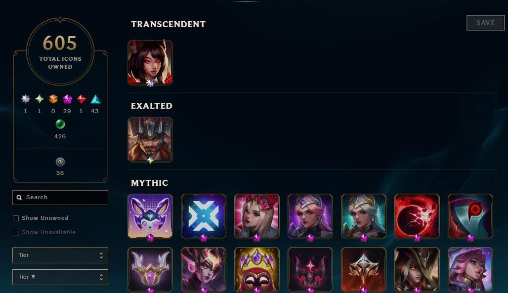 Conta LOL 672 Skins (incluindo Sahn Uzal + Variantes Miticos) + rec. de passes