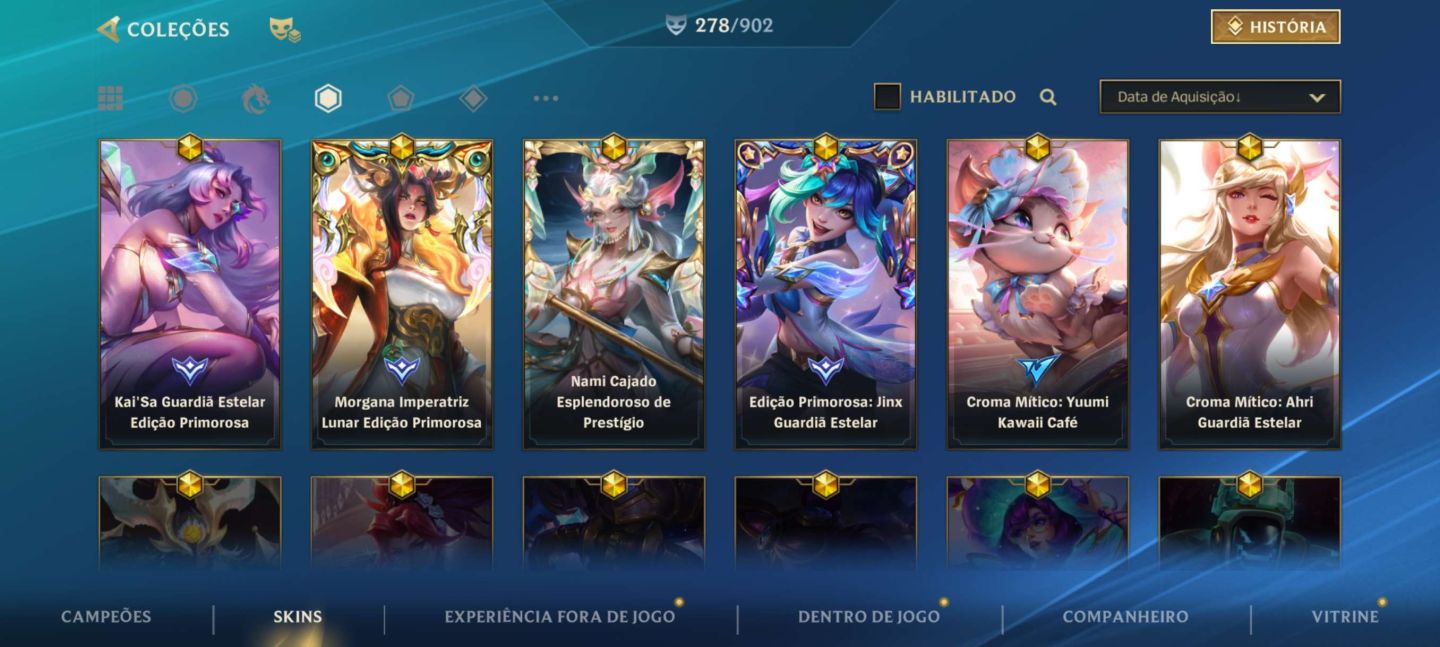 Conta wild rift 278 skins main sup