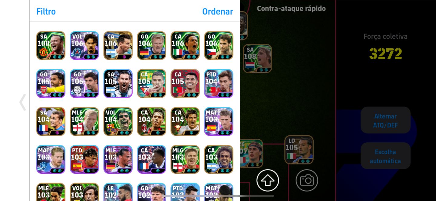 CONTA eFOOTBALL MOBILE | PELÉ 108 + MALDINI 108 + PIRLO 106 | FORÇA 3272