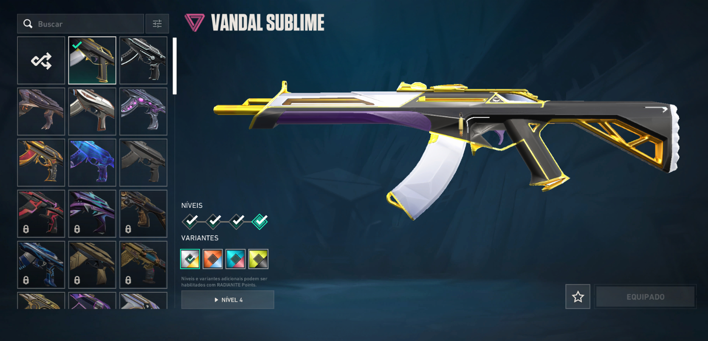 Conta Valorant com skins. Elo já foi platina e diamante.