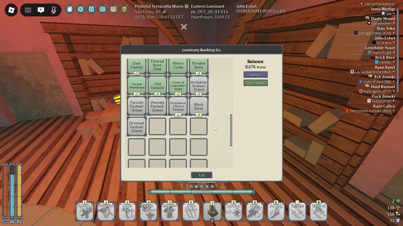 CONTA DEEPWOKEN / 9 SLOTS / 8 BUILDS PROGRADAS / RELÍQUIAS / SPEC SET