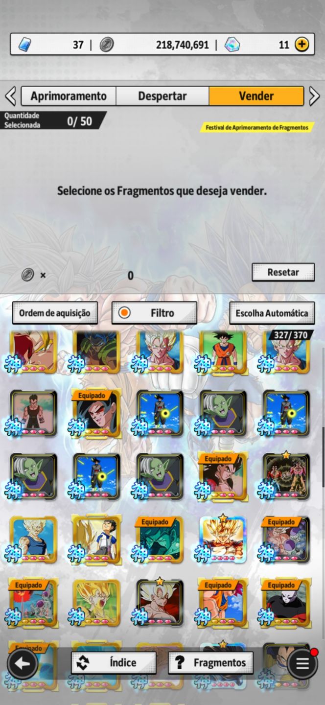 Conta histórica e competitiva. Com muitos equipamentos, e personagens(Gogeta ul)