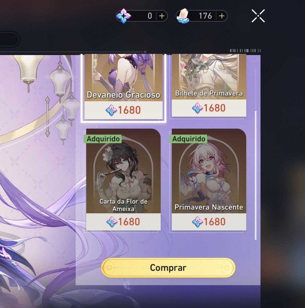 Conta Honkai Star Rail end game com muitos T5