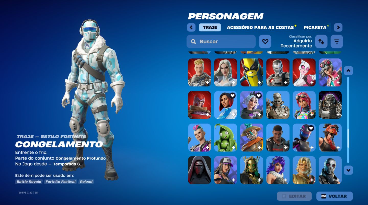 CONTA FORTNITE À VENDA | 136 SKINS + 193 PICARETAS!