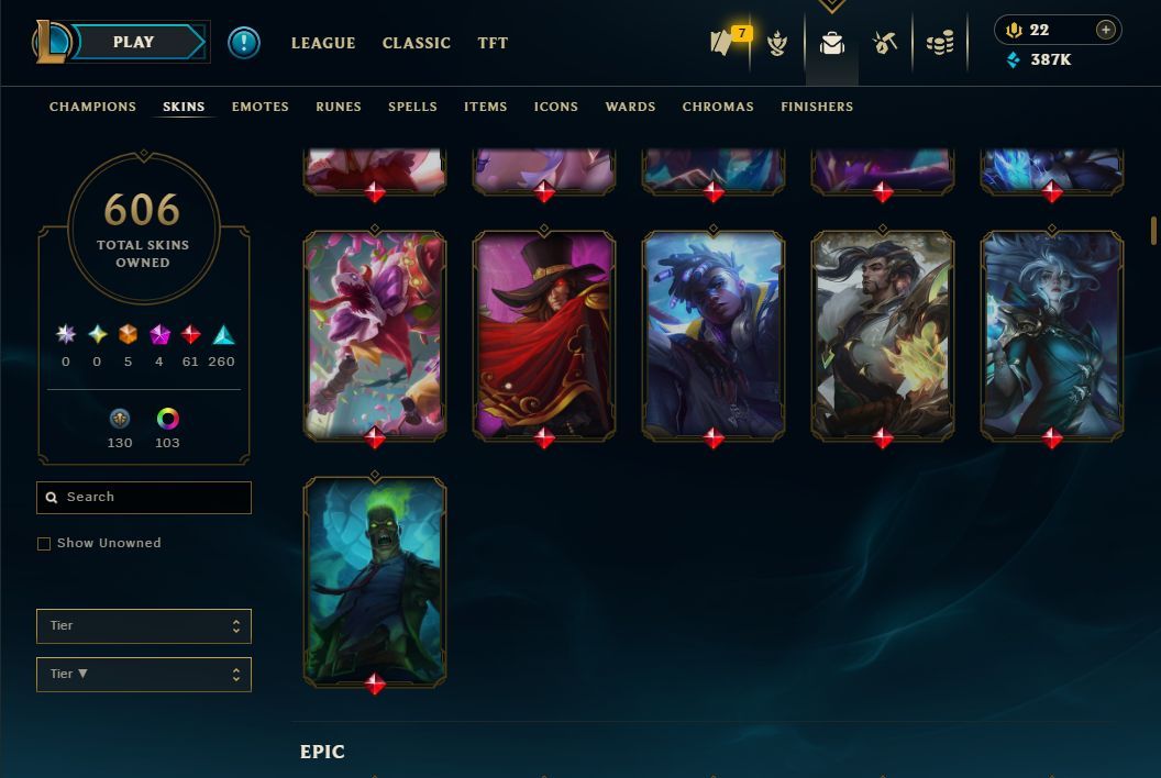 Conta Lol Full Acesso 606 Skins Esmeralda