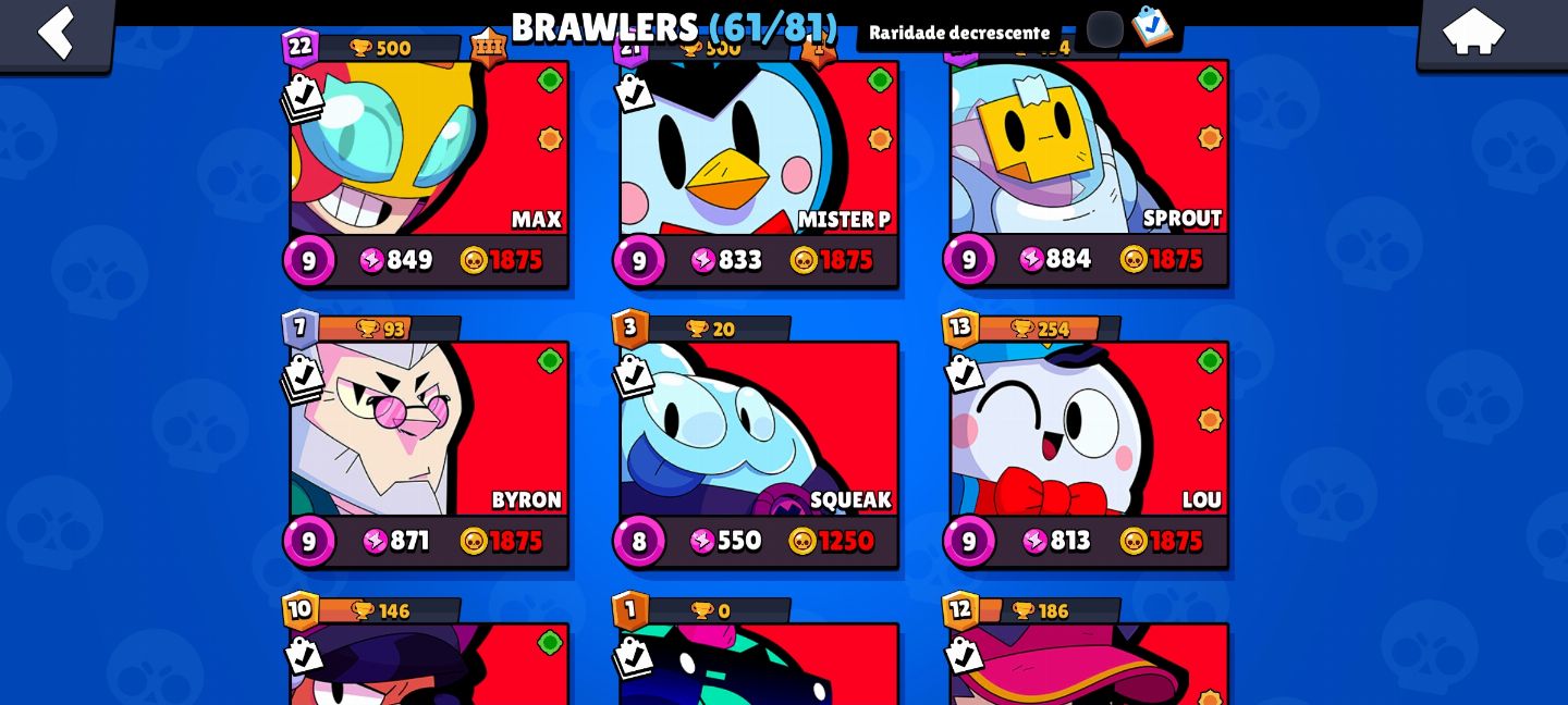 Super conta Brawl start com skin da Shelly estelar e muitos Brawl pass