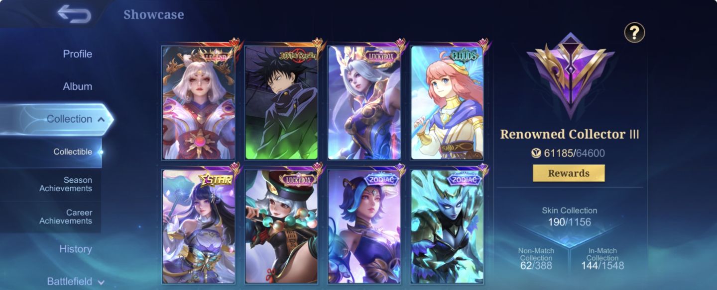 Conta mlbb com skin legend da lunox