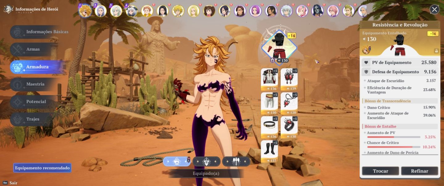 CONTA TOP ENDGAME DERIERI P10 +150K DE CRISTAL - 7DS - THE SEVEN DEADLY SINS