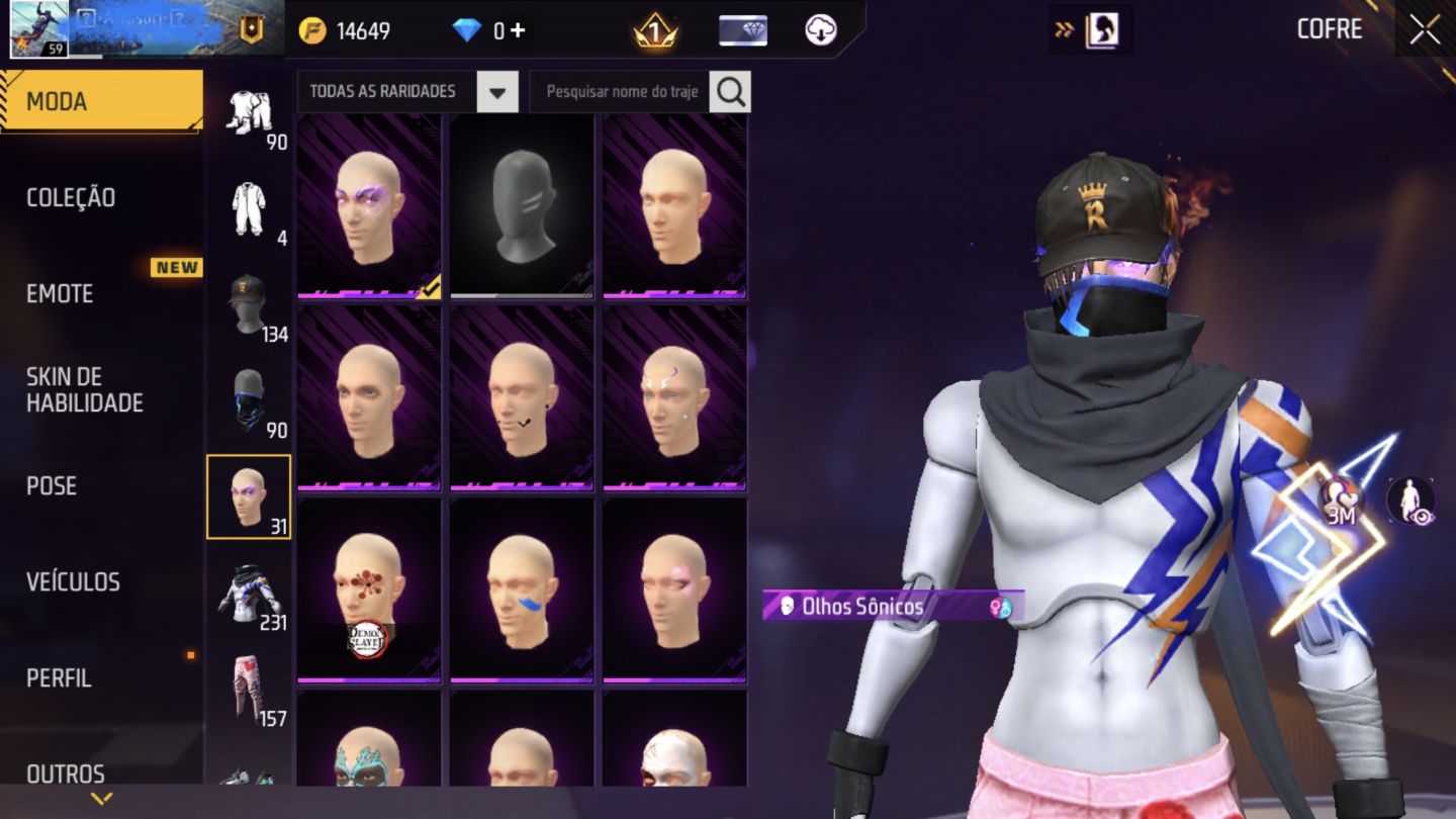 Conta free fire gemada itens raros conta 5 anos de free fire