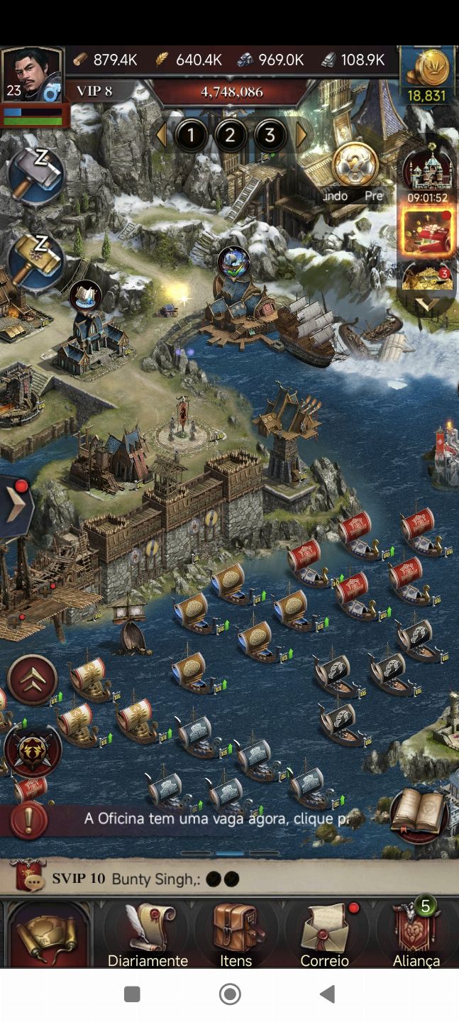 CONTA CLASH OF KINGS CASTELO 16 COM 18K DE GOLD