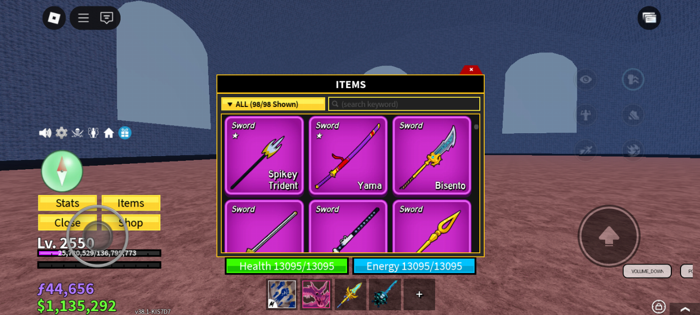 Conta upada em Blox fruits , boa para iniciar no game