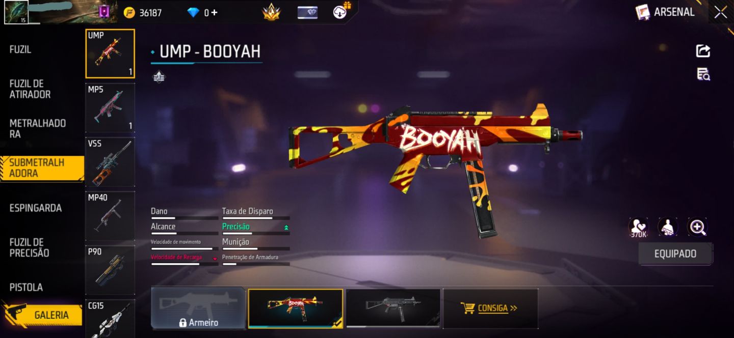 CONTA FREE FIRE COM CONJUNTO JIRAIYA | UMP BOOYAH | MP5 TRETA SOMBRIA