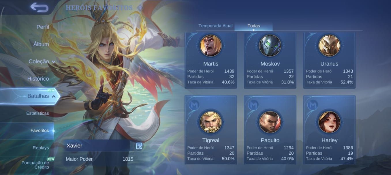 Conta de ML com 72 skins totais.