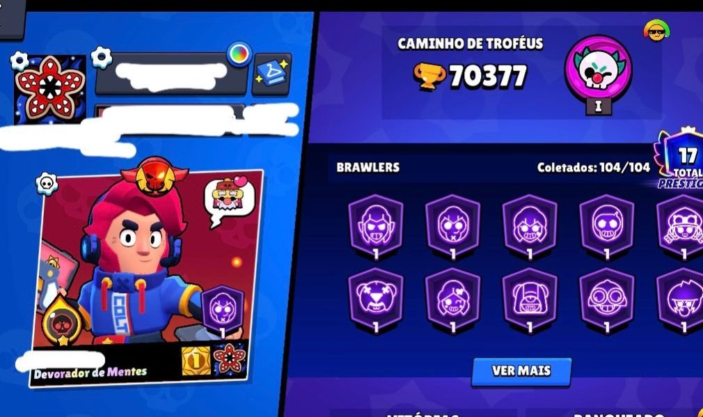 CONTA RARA DE BRAWL STARS COM COLT DESAFIANTE E +500 SKINS (70K de troféus)